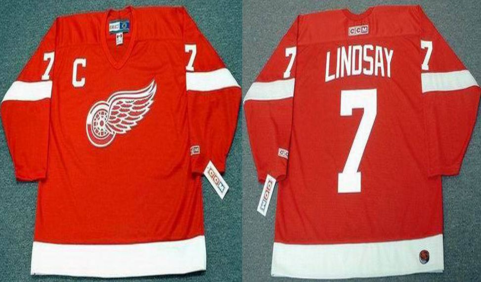 2019 Men Detroit Red Wings 7 Lindsay Red CCM NHL jerseys